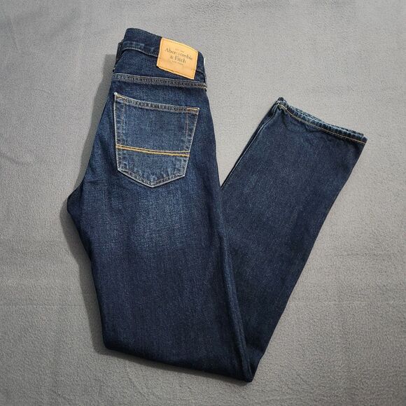 Abercrombie & Fitch Men 30X34 (31X33) Dark Wash Straight Leg Jeans - Picture 2 of 13